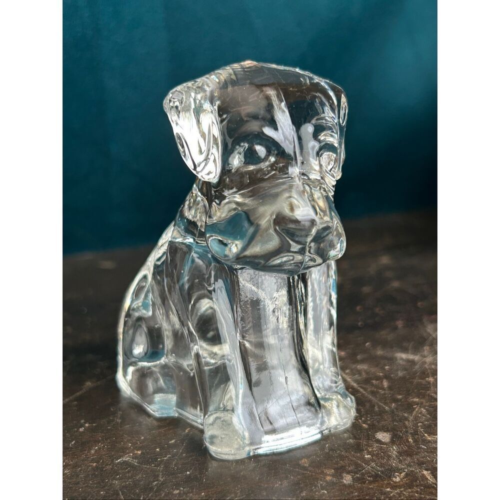 1940s Federal Glass Mopey Dog Paperweight Candy Container